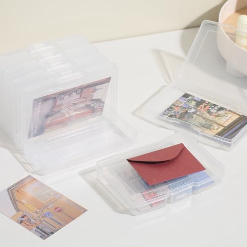 novelinks 6 Pcs 4"x6" Plastic Photo Storage Boxes with Tray (Clear 1Pack) - color: Clear