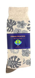 Urban Peacock Men's Novelty Fun Dress Socks Multiple Patterns/Multi-pair Options! - color: Hawaiian Flowers - Beige