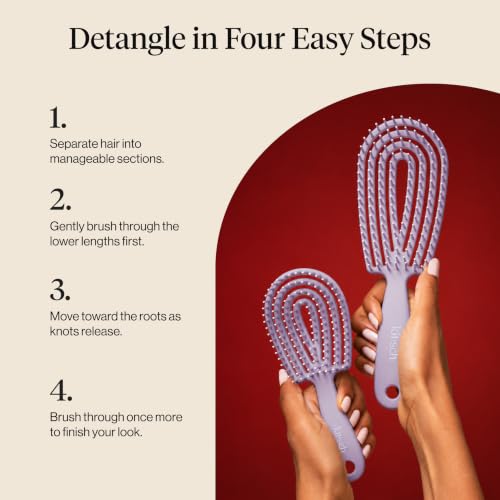 Kitsch Flexi Flow Duo Detangler Brush, Hair Brushes For Women- Soft Violet - color: Soft Violet, size: 2 Pcs