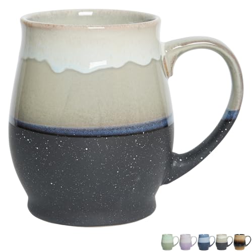 Bosmarlin Extra Large Ceramic Coffee Mug, 25 Oz, Dishwasher and Microwave Safe, Oversized Big Tea Cup for Office and Home, Reactive Glaze (Grey) - color: Gray