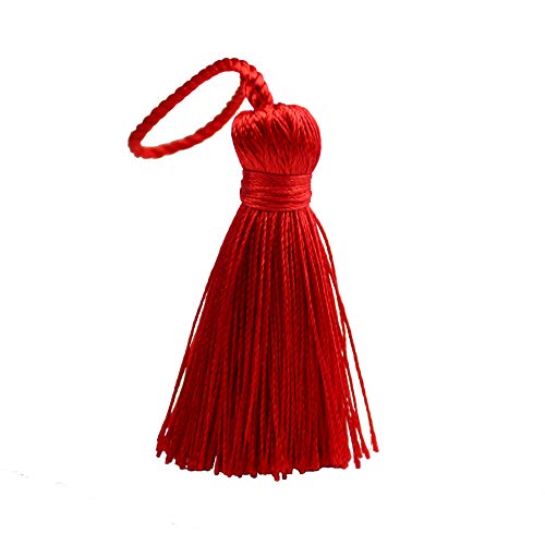 20Pcs 4.3 Inch Silky Mini Craft Tassels for Earrings, Souvenir(Red) - color: Red