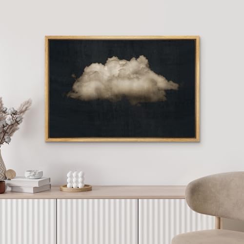 MUDECOR Framed Canvas Print Wall Art Vintage Cumulus Clouds Illustrations Fine Art Decorative Zen Multicolor Country/Farmhouse Retro for Bedroom - 16"x24" Natural - color: A03-2404-irs10, size: 24"L x 16"W