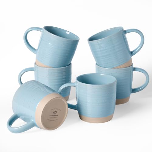 famiware Coffee Mugs Set of 6, 13 oz Mug Set, Ceramic Cup Set with Handle - color: Constellation- Ice Blue, size: 6 Count (Pack of 1)