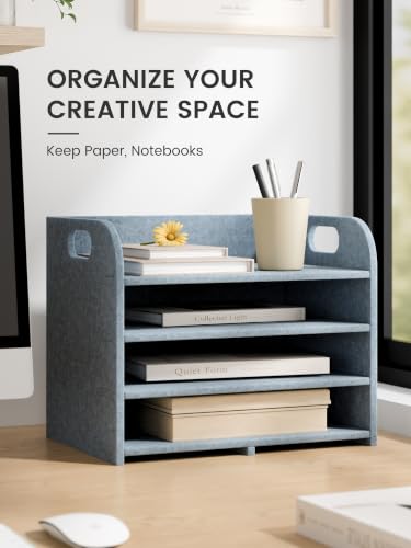 Fluxynara 4-Tier Felt File Organizer with Carry Handles, Coastal Haze - color: Coastal Haze