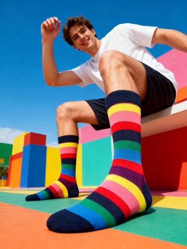 Colorful Funny Novelty Dress Socks for Men Women Teens Fathers Day Casual Fun Crazy Funky Graphic Crew Socks - color: 5 Pairs -Geometric Style1 - Color Block Polka Dot Triangular Patchwork Chevron Patterns Socks, size: 6-12