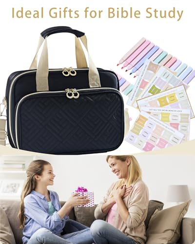 Bible Cover for Women Journaling Kit, Bible Study Case & Christian - Black