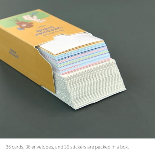 Monolike Day-by-day Card, Unmatched Friends Series.1 - Mix 36 Mini Single cards, 36 envelopes, 36 stickers Package - color: Unmatched Friends Series.1