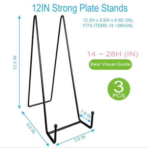 3PCS Iron Plate Stands for Display 12 Inch, Large Metal Heavy Duty Display - size: 3PCS 12IN