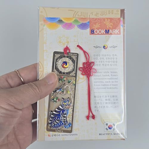 Korean Bookmark Set 3 Pack with Tassels Blue and Gold Metal Page Holder Reading Accessories for Book Lovers Cute Bible Bookmark Gift 1x3 Inch (Gold Tiger) - color: Gold Tiger