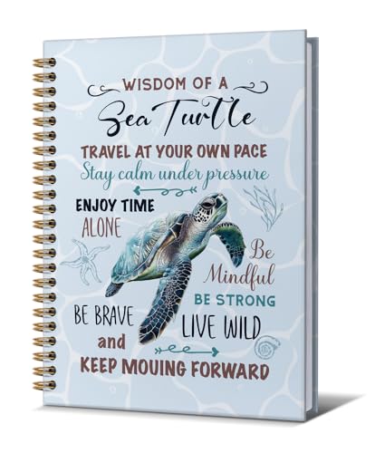 Turtle Notebooks For Women-Cute Journal For Sea Turtles lover Men Friends Gifts On Birthday Christmas Mother's Day,Ocean Animals College Ruled Lined Gold Spiral Bound Hardcover,5.8"x8.3" - color: Sea turtle