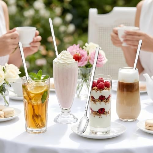 Long Handle Iced Tea Spoons Set of 4, 11.4-Inch Square-Head Stirring Spoons