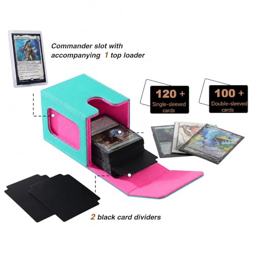 Venssu MTG Deck Box with Commander Display, Fits TCG Cards (Turquoise&Pink) - color: Turquoise and Pink