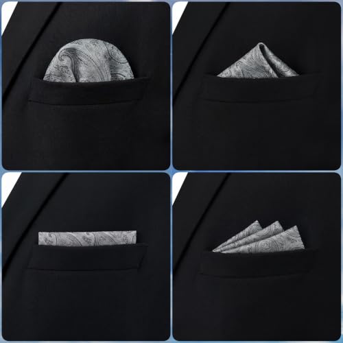 S&W SHLAX&WING Mens Pocket Square Paisley Multicolor Large for Business Wedding - color: Hh30
