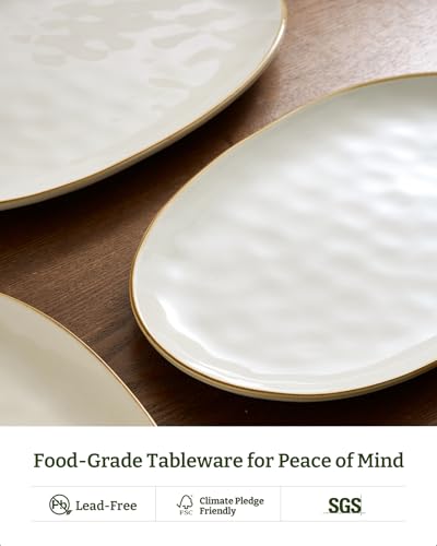 famiware Serving Platters Set of 3 Sizes - Oval, Vanilla White - color: Vanilla White