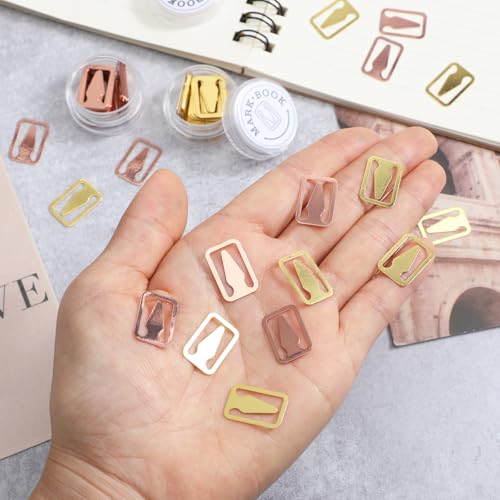 100Pcs Book Line Markers, Gold/Rose Gold Metal Bookmarks Tin Mixed Metals Book Page Markers Book Marker Clips Book Annotation Supplies