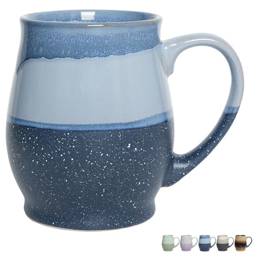 Bosmarlin Extra Large Ceramic Coffee Mug, 25 Oz, Dishwasher and Microwave Safe, Oversized Big Tea Cup for Office and Home, Reactive Glaze (Blue) - color: Blue