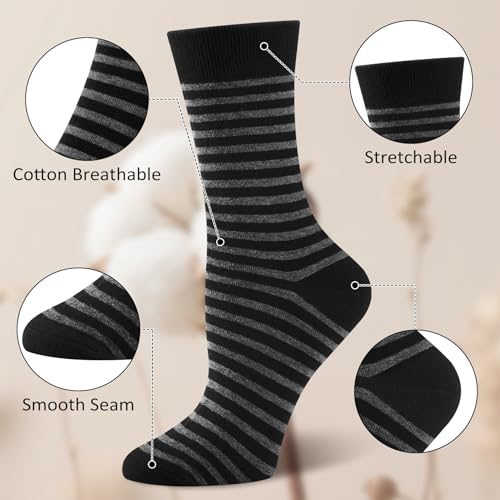 Cotton Crew Socks for Women, Casual Novelty Funny Dress Socks - color: Grey Heart Dot