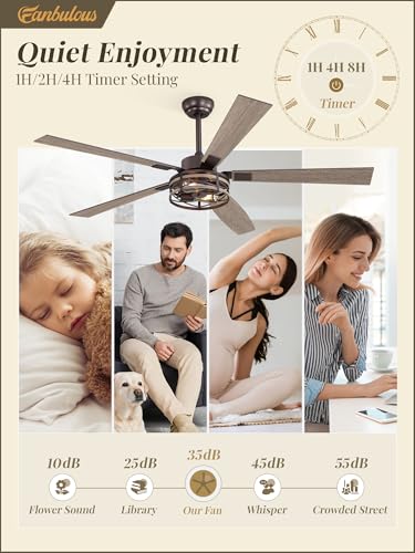 Fanbulous Ceiling Fan with Light & Remote, 60" Farmhouse Caged, DC Motor - color: Oil Bronze, size: 60 Inch