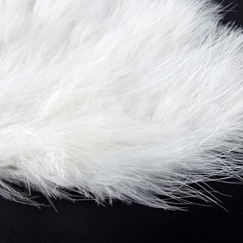 BABEYOND 1920s Marabou Feather Folding Hand Fan - color: Off White
