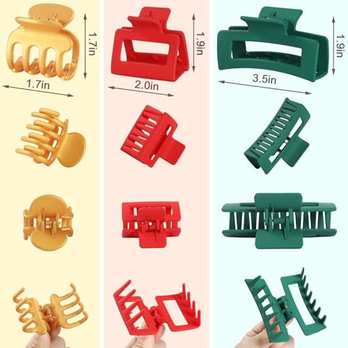 SMKSL 12 Pcs Hair Claw Clips for Women & Girls 3 Styles Hair Accessories - color: Christmas