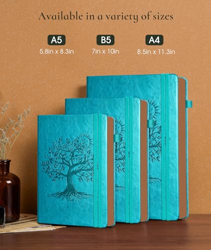 PAIBAS Lined Journal Notebook with 300 Page Numbered Pages, Vintage Leather - color: Blue, size: B5 (7in x 10in)