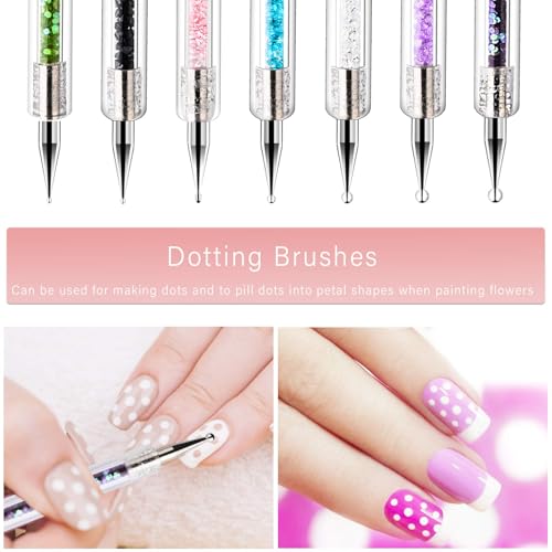 Nail Art Brushes, 9 Pcs Nail Brush Set with Liner Brush and Dotting Pens - color: 9PCS Nail Brush Set