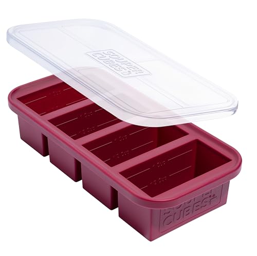 Souper Cubes 1 Cup Silicone Freezer Tray with Lid, Cranberry, 1-Pack - color: Cranberry, size: 1-Pack