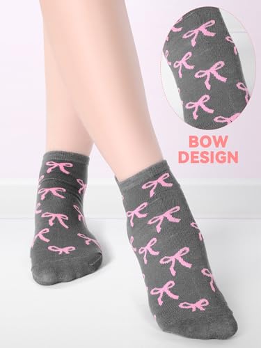Shihanee 10 Pairs Coquette Bow Socks for Women, Pink Cotton Crew