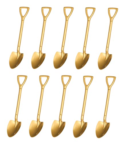 10 Pack Shovel Shape Demitasse Espresso Mini Coffee Spoons, 4.7 Inches Stainless Steel, Gold - size: Gold 10 Pieces