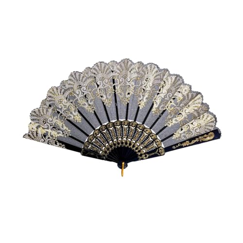 QIRMIZI 30 Pack Folding Handheld Fans,Silk Spanish Fan, Perfect for Weddings, Parties, and Dancing,Black - color: Black, size: 30 PACK