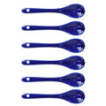 6 pcs Porcelain Egg Spoons Tea Spoon Ceramic Spoons 4.7 inch Coffee Dessert Yogurt Tea Milky Dark blue - style: Dark Blue