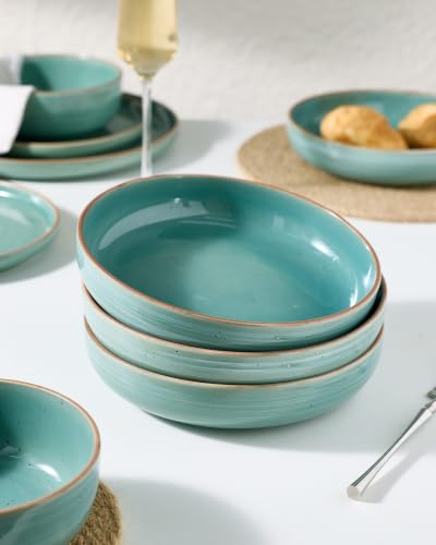 famiware Meteor 33 oz Pasta Bowls Set of 8, Peacock Green - color: Peacock Green, size: Set of 8