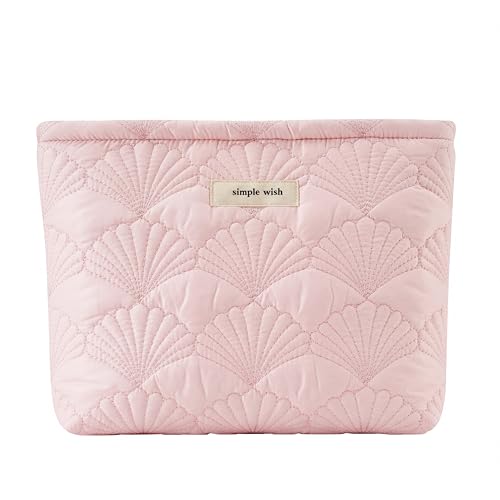 RSRSLEII Quilted Cotton Seashell Makeup bag, Travel Toiletry Bag, Pink - color: 11Pink