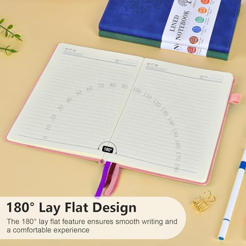 Lined Notebook 5.9"x8.5", Hardcover Leather Journal for Women Men,160 Pages - color: Pink, size: Lined Page