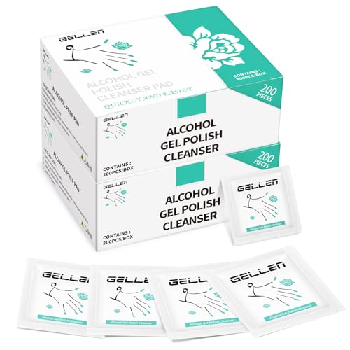 GELLEN Nail Cleanser Pads, 400 Pack Alcohol Prep Pads Individually Wrapped - size: 400PCS