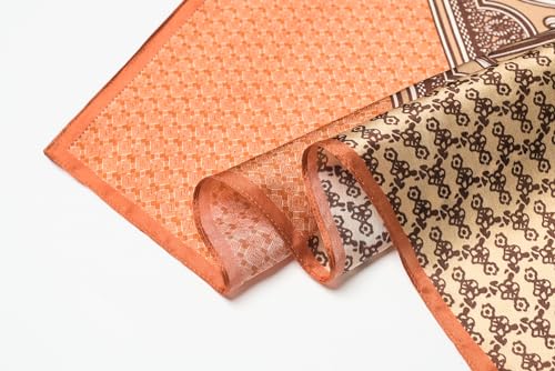 100% Mulberry Silk Scarf - 21" Square Lightweight Neckerchief, Gift Packed - color: Brown-10