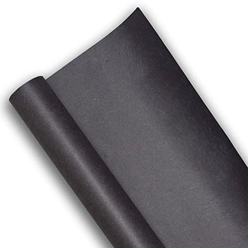 O-Bang Ji, Colered Hanji Paper Roll, Natural Fiber Unyong Texture / 45gsm, 21.3" x 590" / Korean Traditional Mulberry Paper (Black) - color: Black