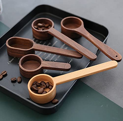 Coffee Scoop, Coffee Spoons,CISHNOU Korean Style Beech Wooden Coffee Ground Spoon, Measuring for Ground Beans or tea, Soup Cooking Mixing Stirrer Kitchen Tools Utensils, 1 Wooden Tea Scoop - color: B Beech Wooden Long