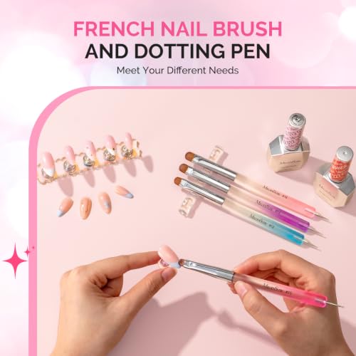 MelodySusie Dual-Ended French Nail Brush and Dotting Pen Set, Size #16 - color: A--Light Pink, size: #16