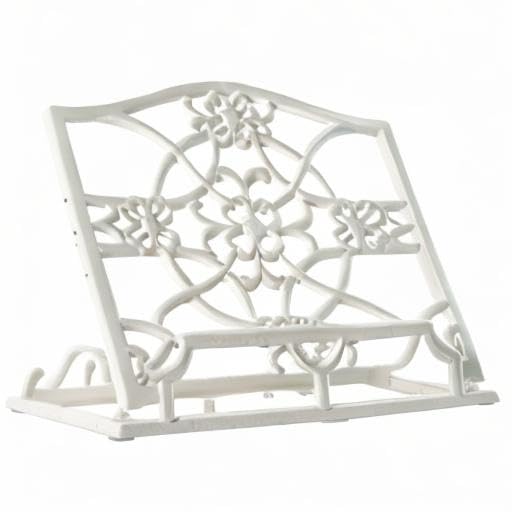 JOGREFUL Cast Iron Cookbook Stand, Kitchen Recipe Holder Medallion White - color: White, size: Medallion Floral