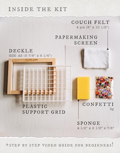 Su Jae Paper A5 Waterproof Paper Making Kit: Modern Art Craft Kit for Adults & Kids with Video Instructions