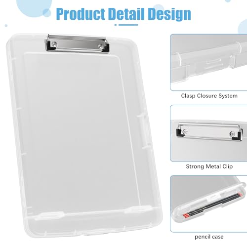 Hongri Clipboard with Storage with Pencil Case, 8.5 x 11 Storage Clip Board - color: Translucent