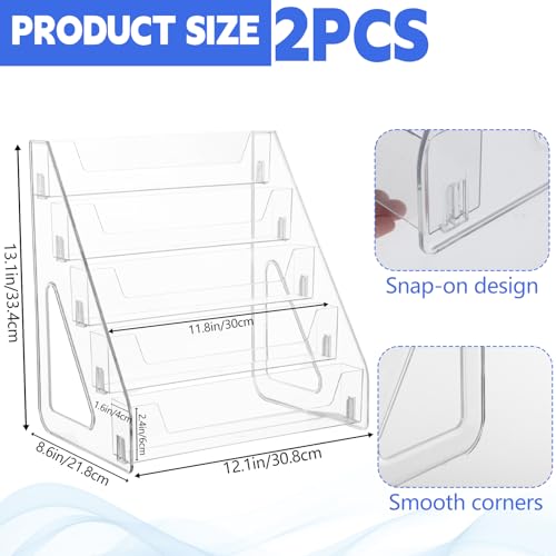 2 Pack 5 Tier Acrylic Card Display Stand(Tall Height) Clear Display Shelf Desktop for Greeting Cards Sports Cards Postcards Stickers Brochures Table Top Holder Display Rack for Psa Slabs Easy Clip-On