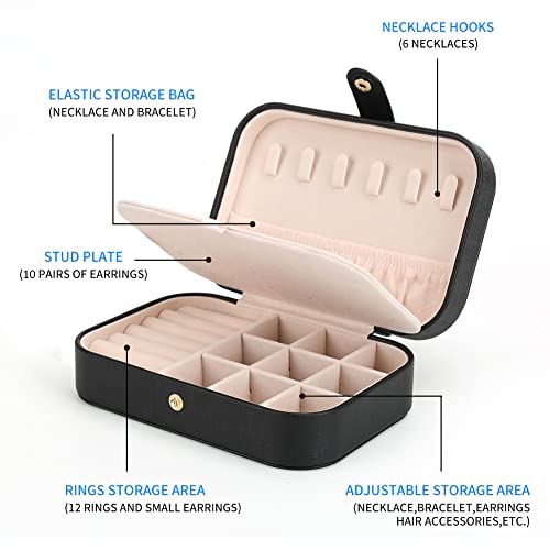 Small Jewelry Box Storage Organizer Jewelry case Travel Jewelry Organizer - color: Black