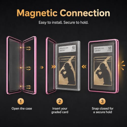 PSA Slab Case, Magnetic 9-Point Lock Display Protector,Magenta - color: Magenta