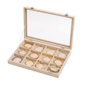 Frebeauty 12 Grid Bracelet Holder Box,Velvet Jewelry Tray with Clear Lid - color: Beige, size: 12 Grid