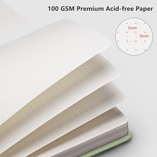 RETTACY Dotted Journal Notebook, 320 Numbered Pages, A5 (5.7'' × 8.3'') - color: Light Green