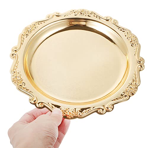 Kichvoe Elegant Snack Serving Tray 7.87 Inch Round Metal Platter for Food Snacks Jewelry Display Party Table Decor
