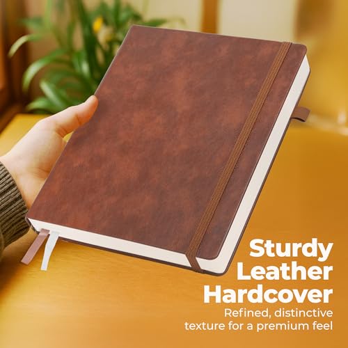 Thick Lined Journal Notebook 8.5x11" with Big A4 Hardcover Leather - Brown - color: Brown, size: A4 300 Pages