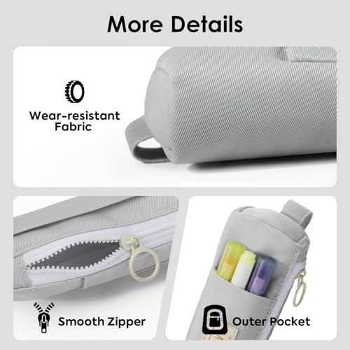 MoKo Elastic Pen Holder for Notebook, Adjustable Zipper Pouch, Grey - color: Grey